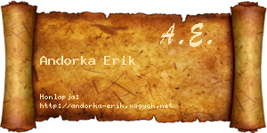 Andorka Erik névjegykártya
